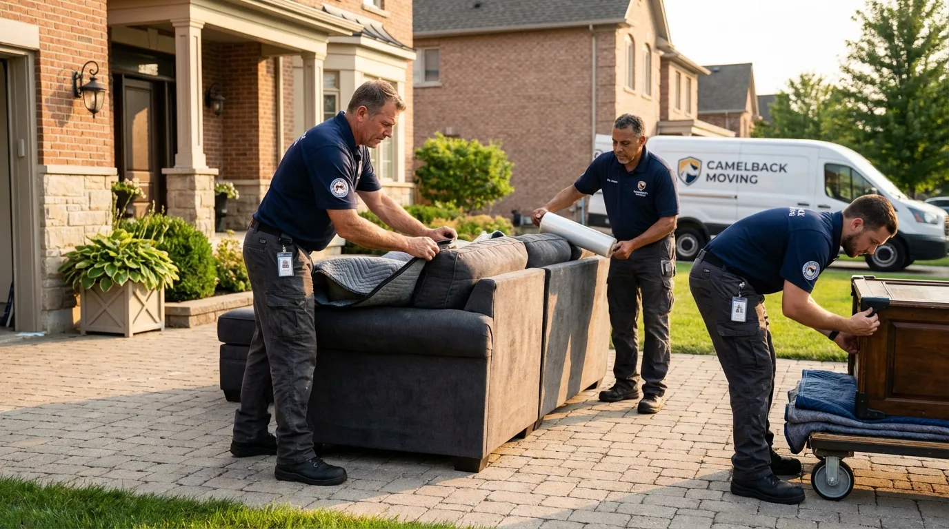 Large estate moving crew wrapping furniture in Trenton, FL